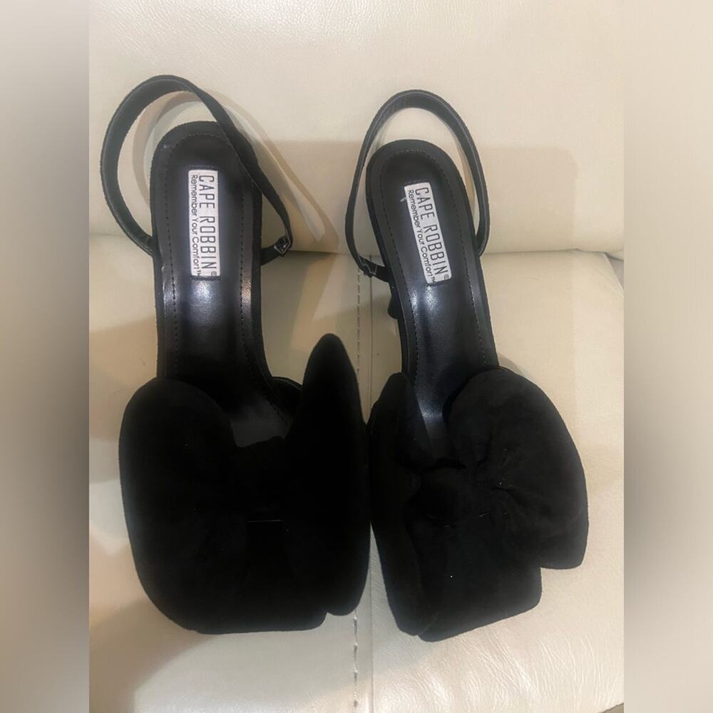 CAPE ROBBIN BLACK SEXY BIG BOW  OPEN TOE HIGH HEEL SANDALS SIZE 10‎
